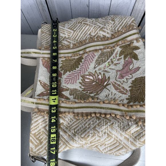 America And Beyond Sequin Embellished Floral Hand Beaded Crossbody Bag Tote - Picture 10 of 10